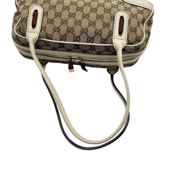 Authentic Gucci GG Beige/White Prince Sherry Line Boston Bag - Picture 5 of 15